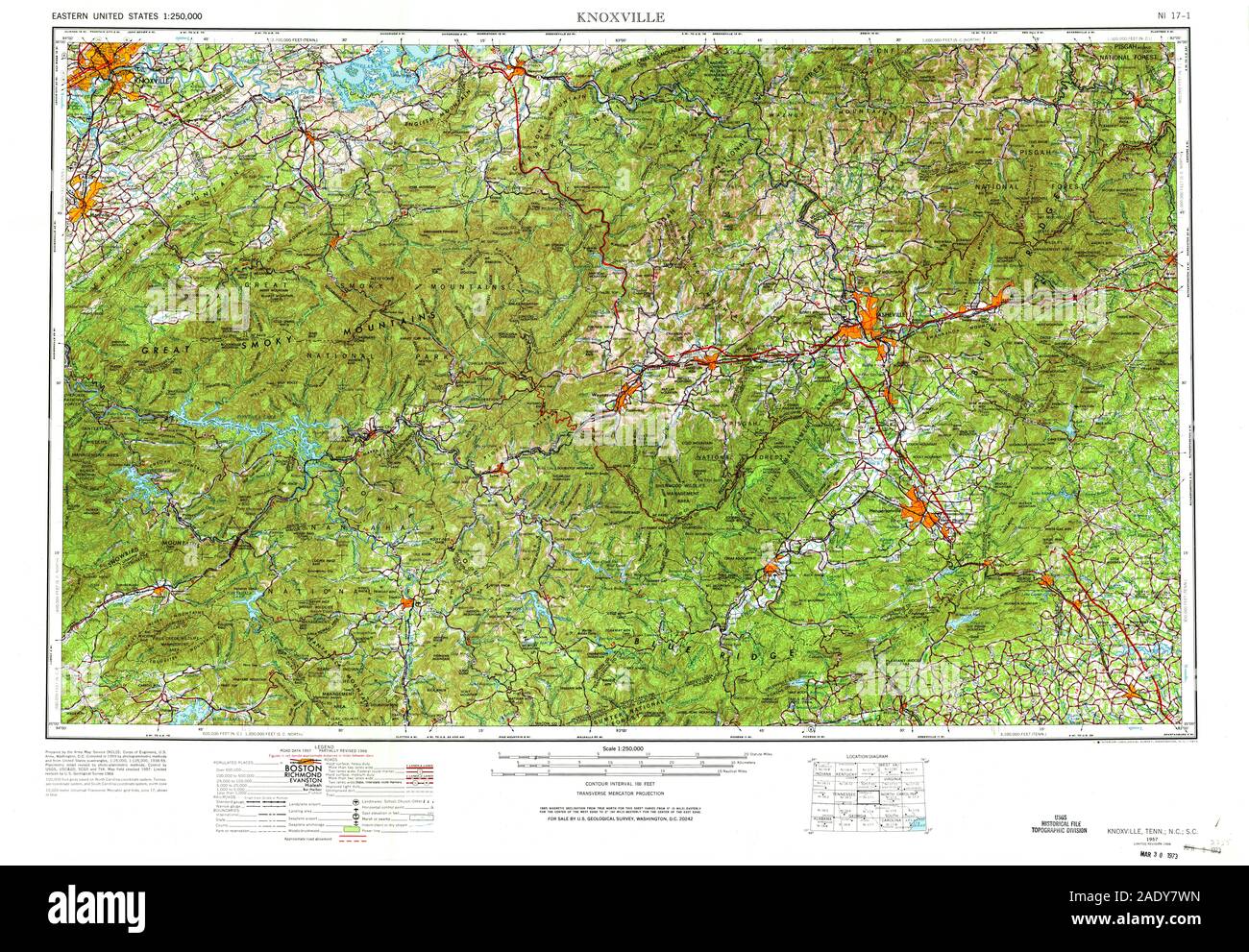 USGS TOPO Map Tennessee TN Knoxville 148017 1957 250000 Restoration ...