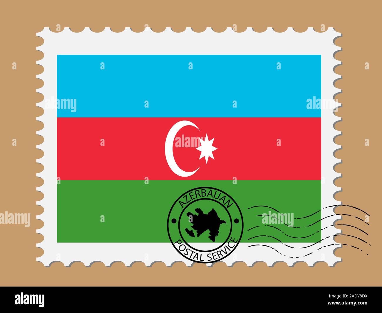 Postal stamp with Azerbaijan Flag Vector illustration Eps 10. Stock Vector