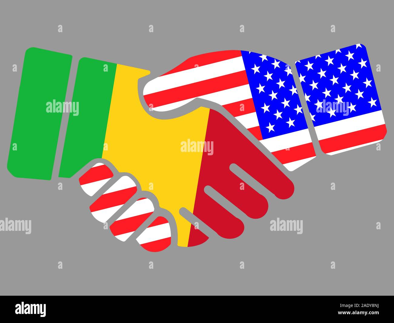 Mali and USA flags Handshake vector illustration Eps 10 Stock Vector