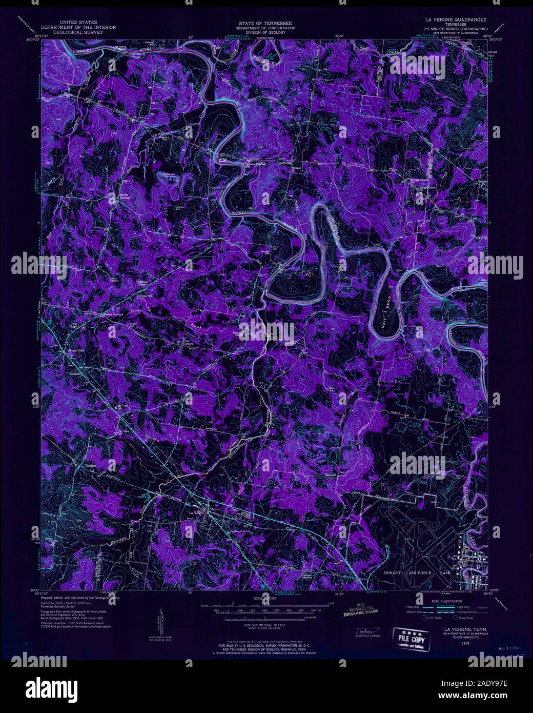 USGS TOPO Map Tennessee TN La Vergne 149906 1952 24000 Inverted