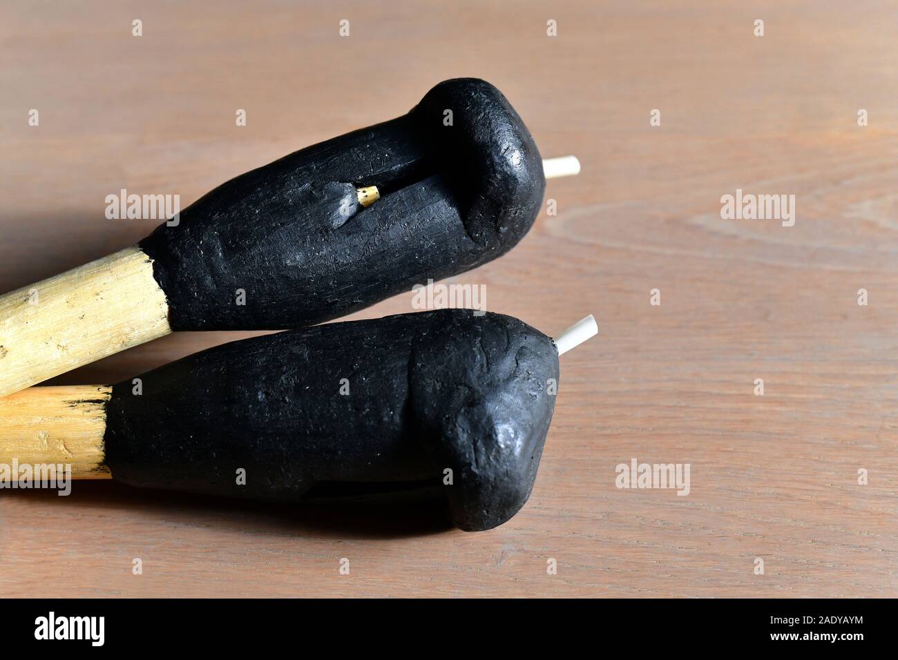 Close up of Gaitas, male and female. Traditional wind instrument of the atlantic coast colombia. Stock Photo