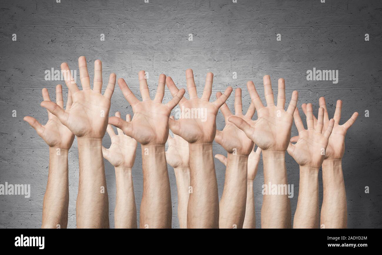 Row Of Man Hands Showing Five Spread Fingers Stock Photo Alamy