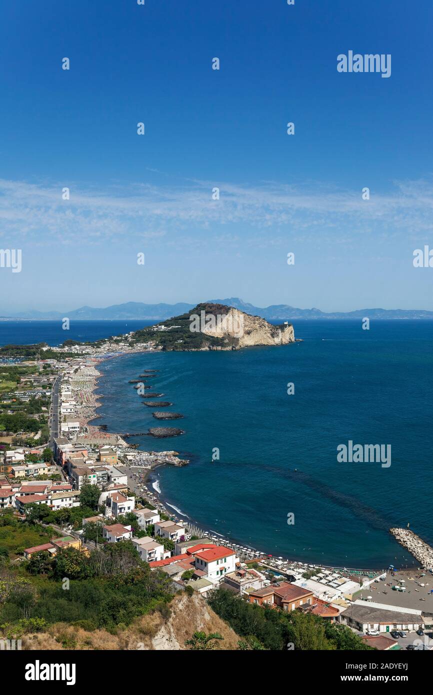 Capo Miseno Promontory with the Lake of Miseno, Gulf of Pozzuoli,  Naples, Campania, Italy, EU Stock Photo