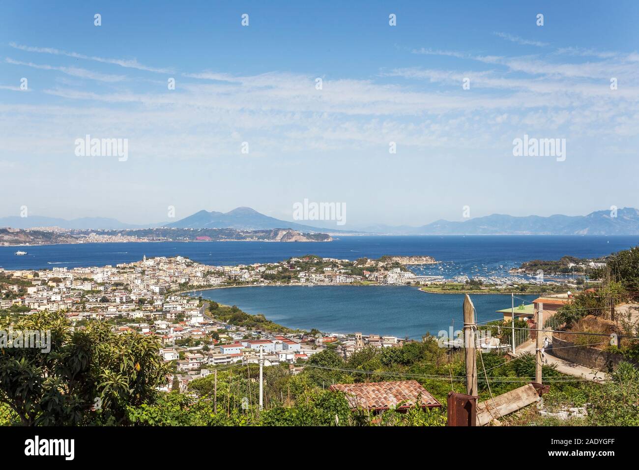 Gulf of Pozzuoli, Landscape with Vesuvius on the Background, Naples, Campania, Italy, EU Stock Photo