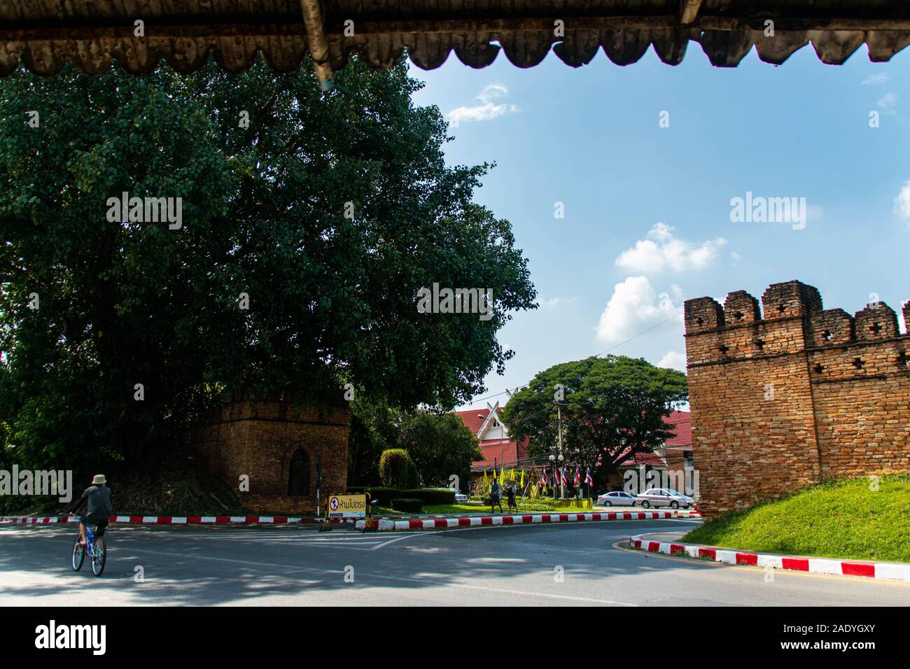 Ancient city walls in Chiang Mai in Thailand, Asia Stock Photo