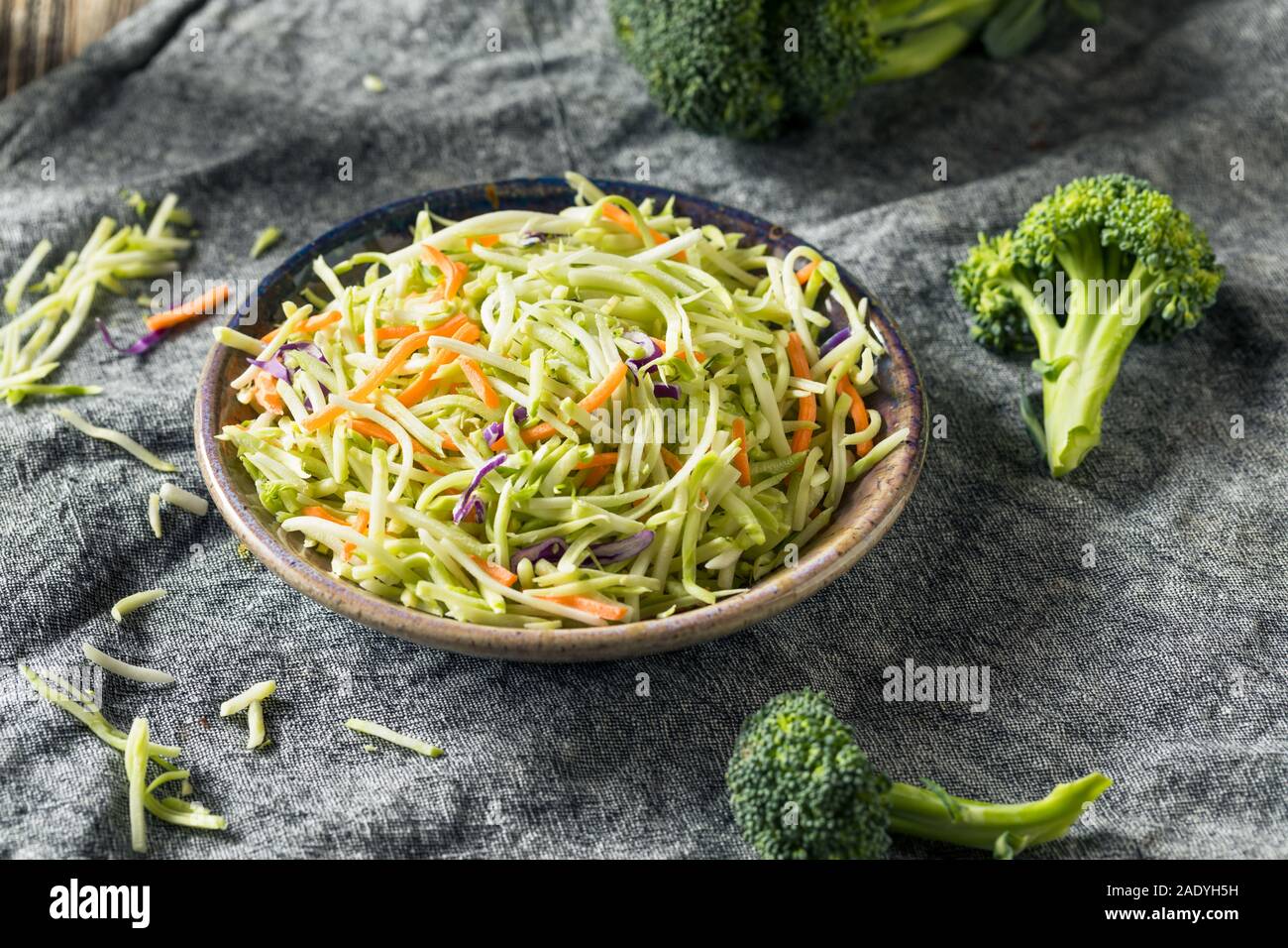 Raw Organic Shredded Broccoli Slaw Ready to Eat Stock Photo Alamy