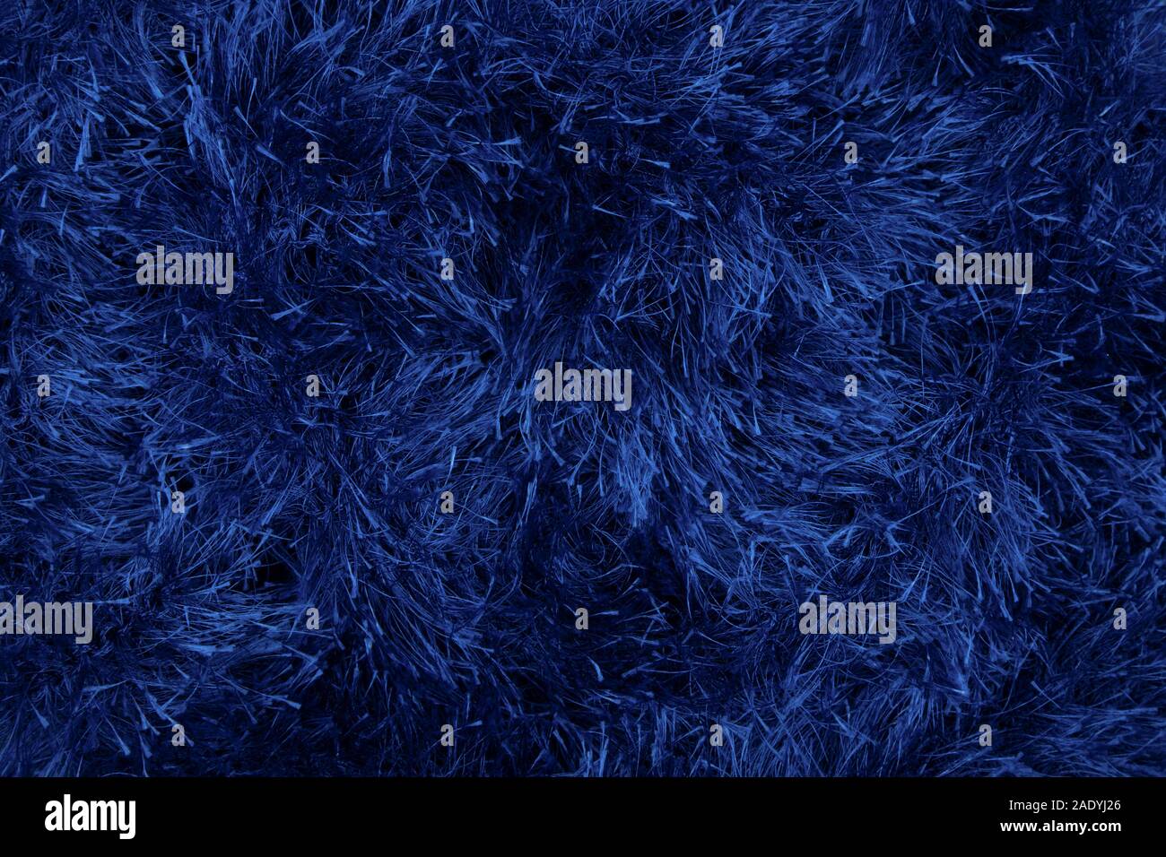 Blue artificial fur for texture or background. 2020. Stock Photo