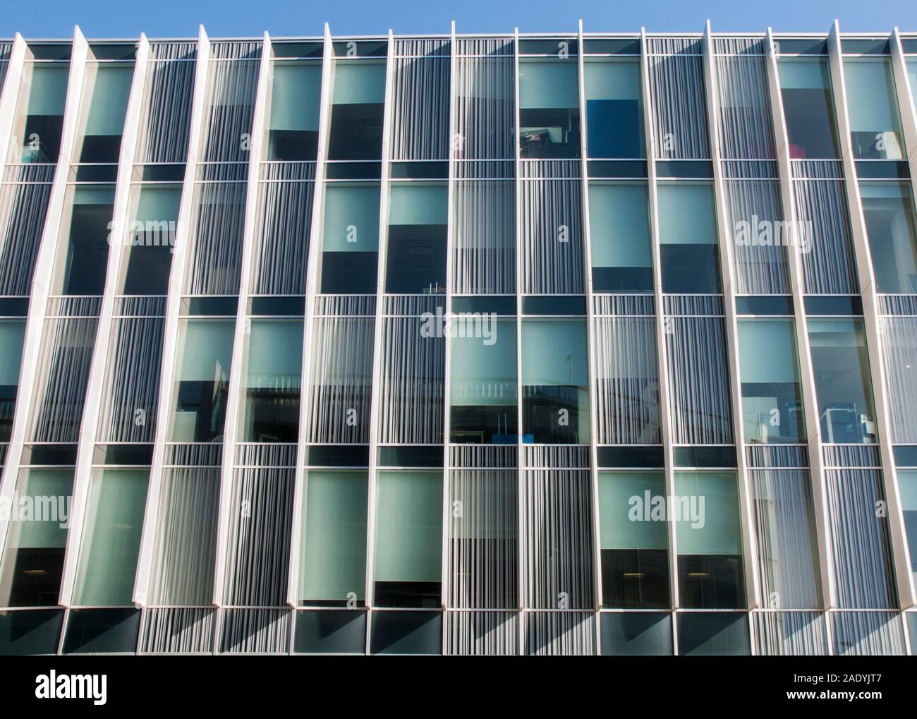 A modern glass structure with abstract design of municipal office block to house various departments for Blackpool Borough Council. Stock Photo