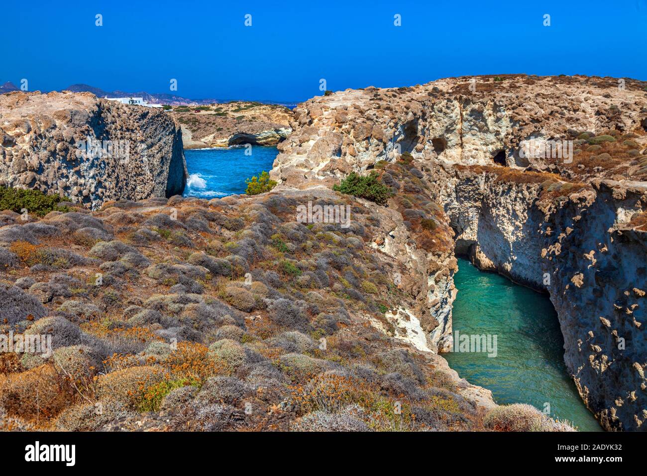 Milos island coastline. Cyclades islands, Greece. Stock Photo