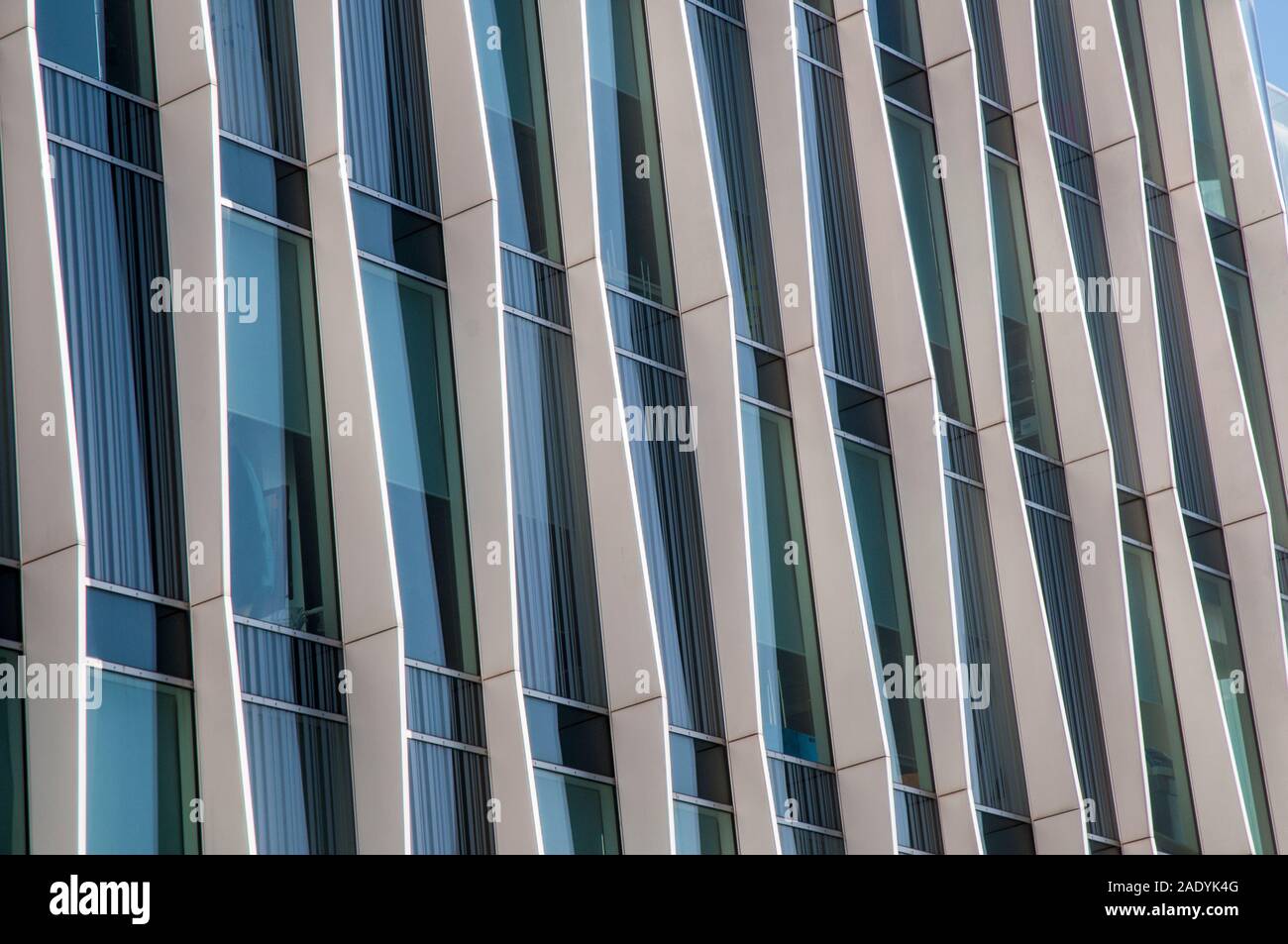 A modern glass structure with abstract design of municipal office block to house various departments for Blackpool Borough Council. Stock Photo