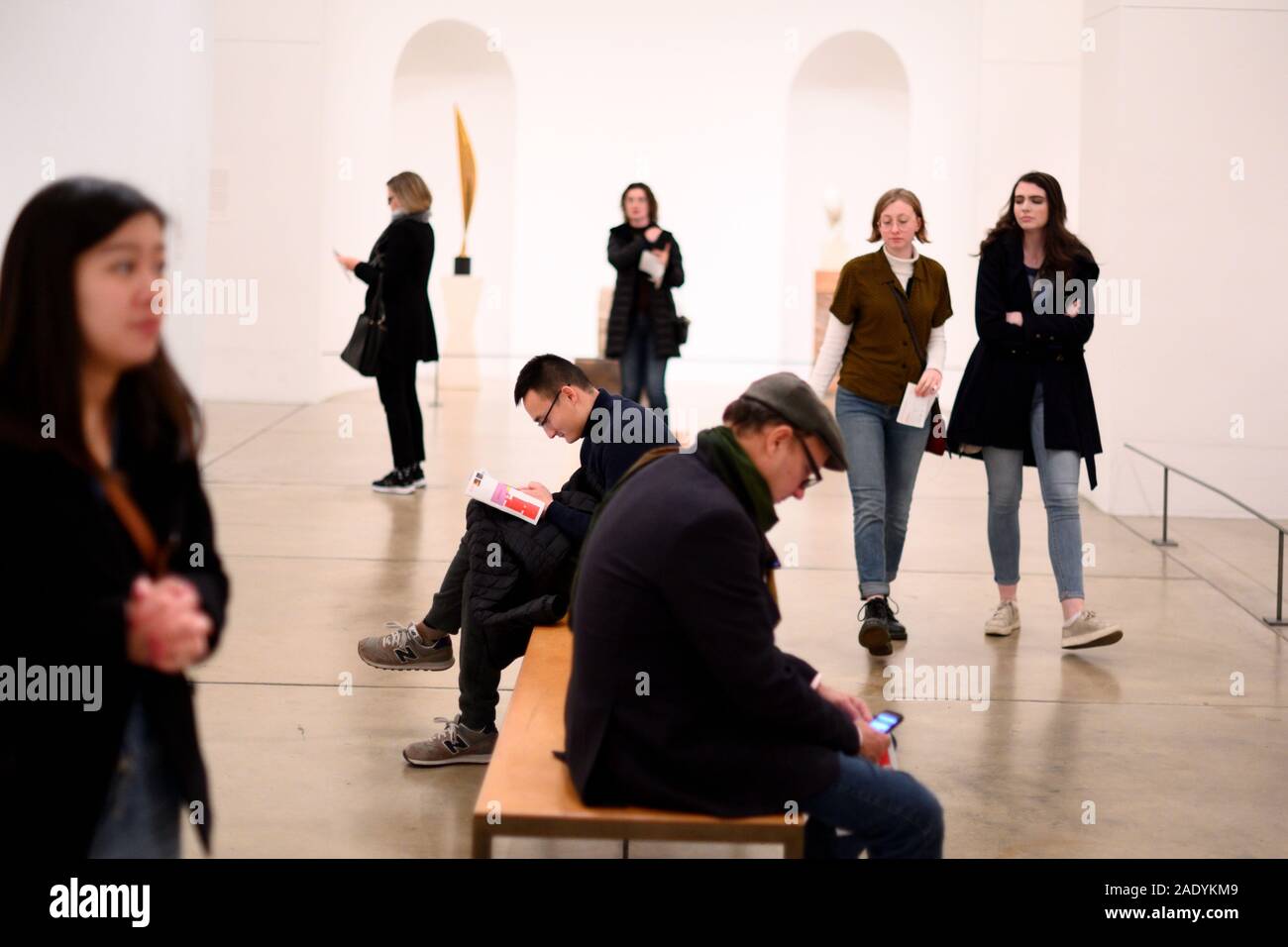 Visitors explore the galleries of the Philadelphia Museum of Art, in Philadelphia, PA on November 10, 2019. Stock Photo