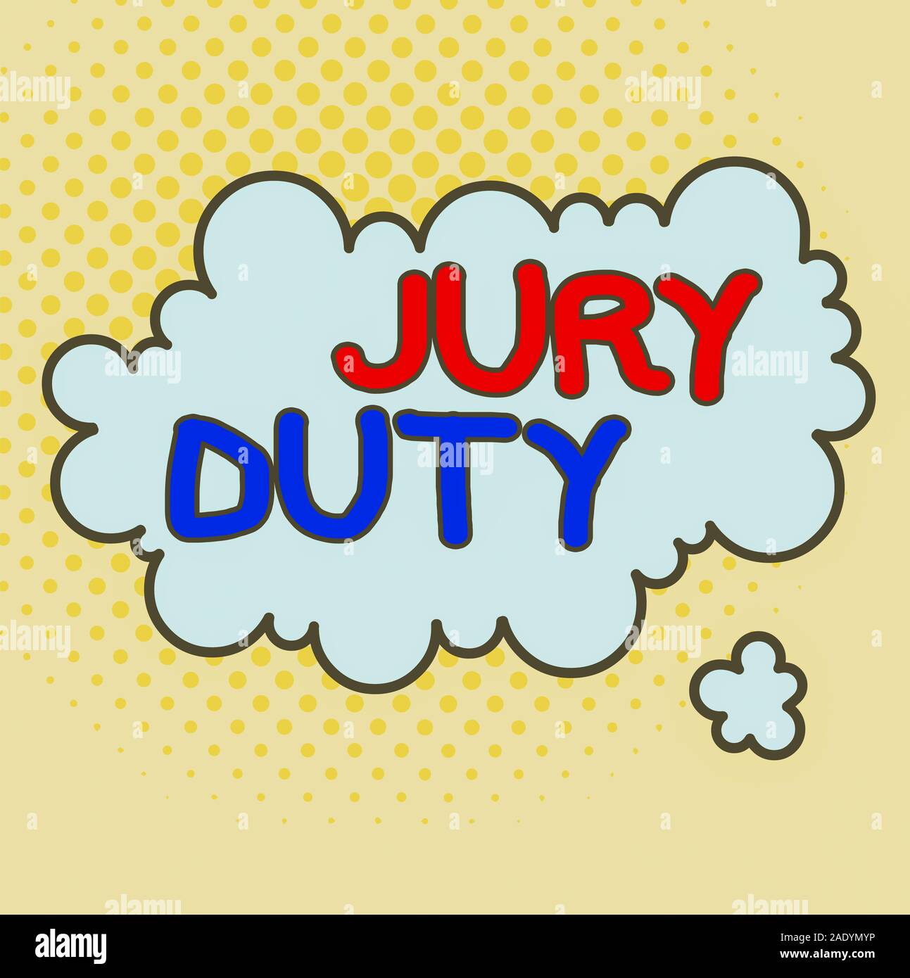 Word writing text Jury Duty. Business photo showcasing obligation or a