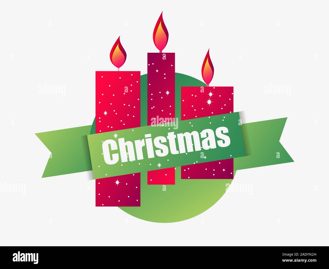 Merry Christmas. Christmas candles. Greeting card design template. Vector illustration Stock Vector