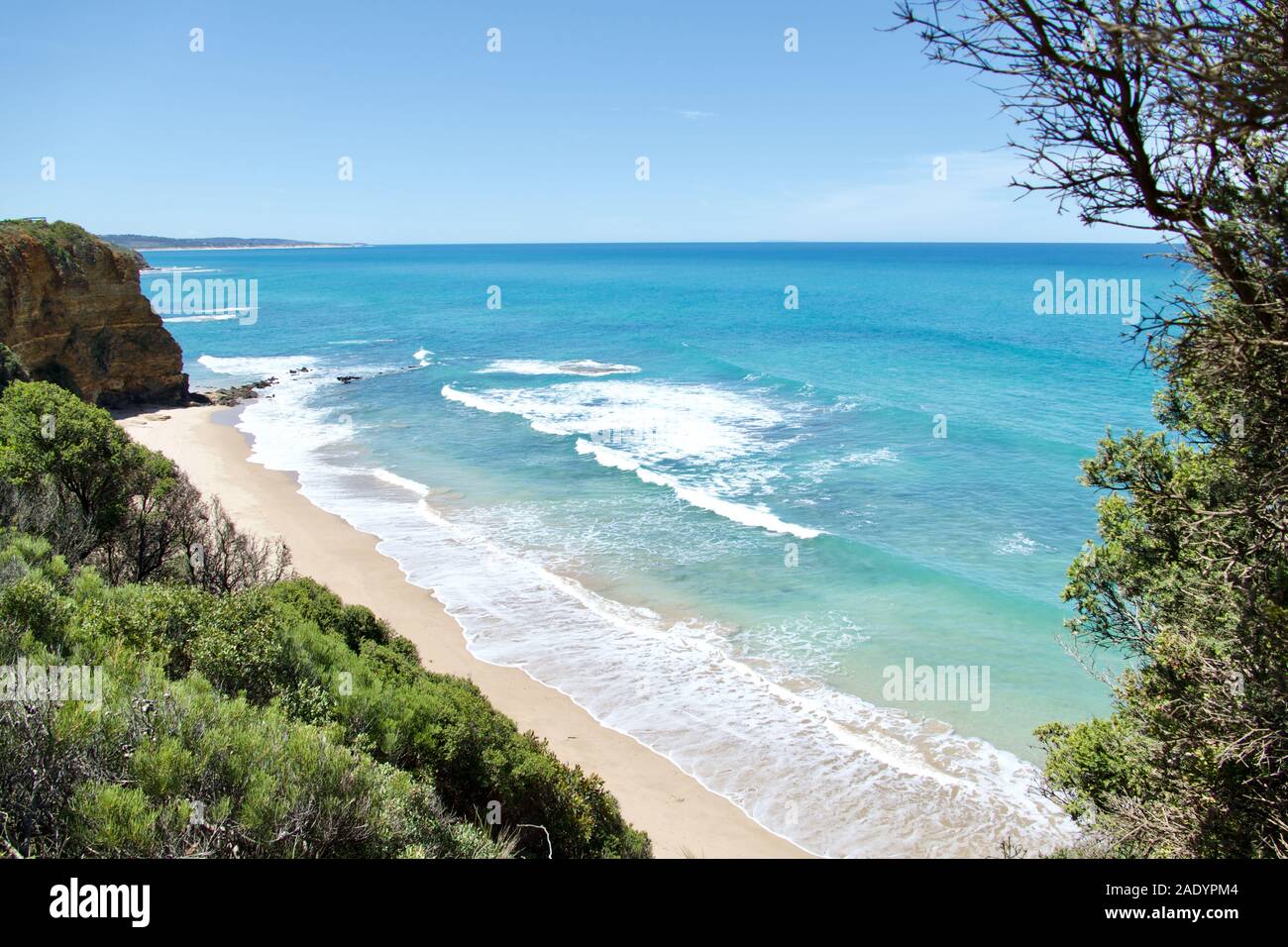 Scenic lookout in The Great Ocean Road, an iconic Australian destination. Stock Photo