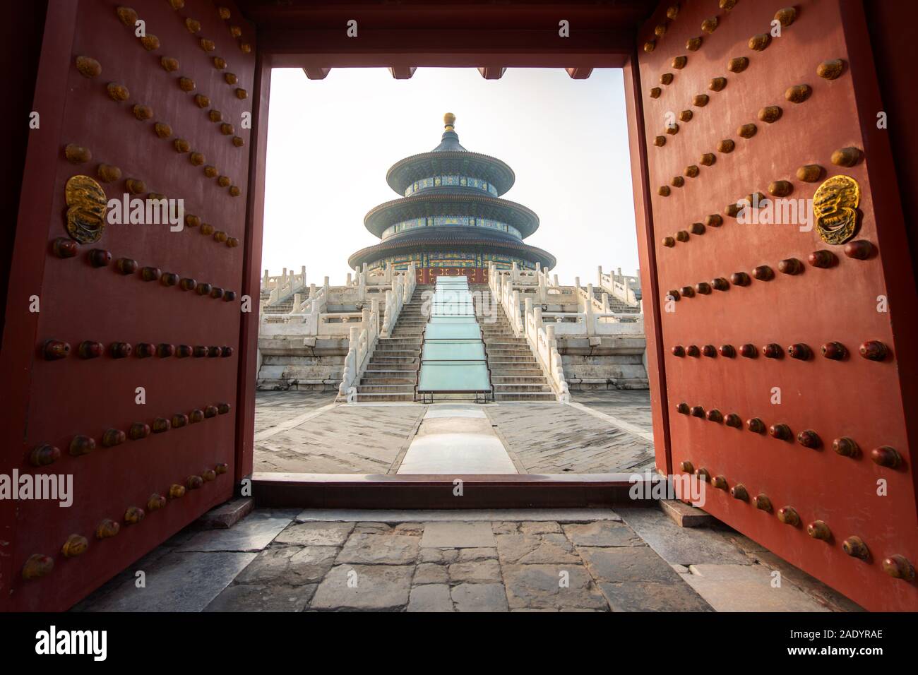 Wonderful and amazing Beijing temple - Temple of Heaven in Beijing, China. Hall of Prayer for Good Harvest. Asian tourism, history building, or tradit Stock Photo