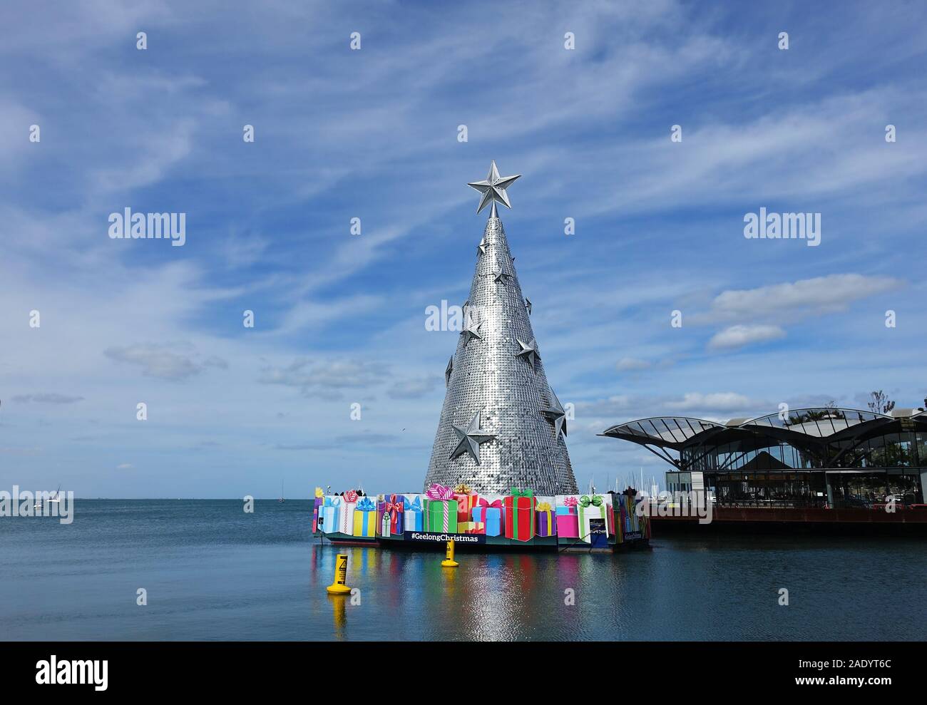 Floating Christmas Tree. Geelong, Australia Stock Photo