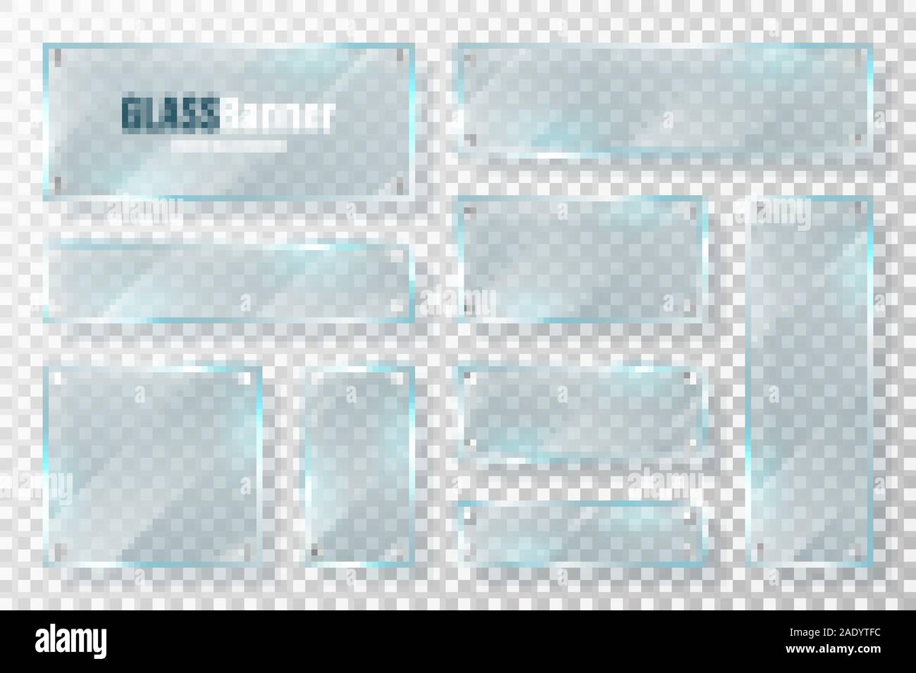Glass Frames With Metal Holder Collection Realistic Transparent