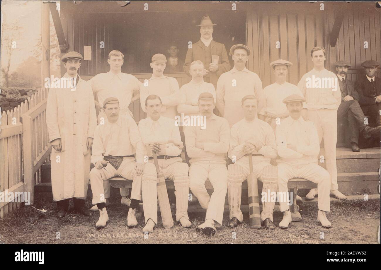 Vintage Early 20th Century Photographic Postcard Showing a The Walkley Police Cricket Club, Sheffield in 1913. Stock Photo