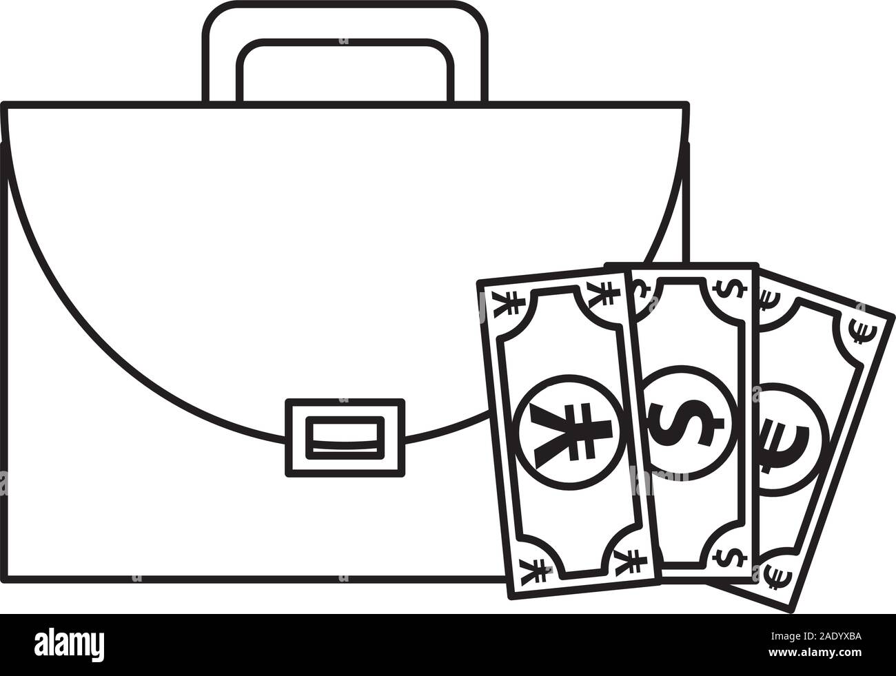 portfolio briefcase with money bills Stock Vector