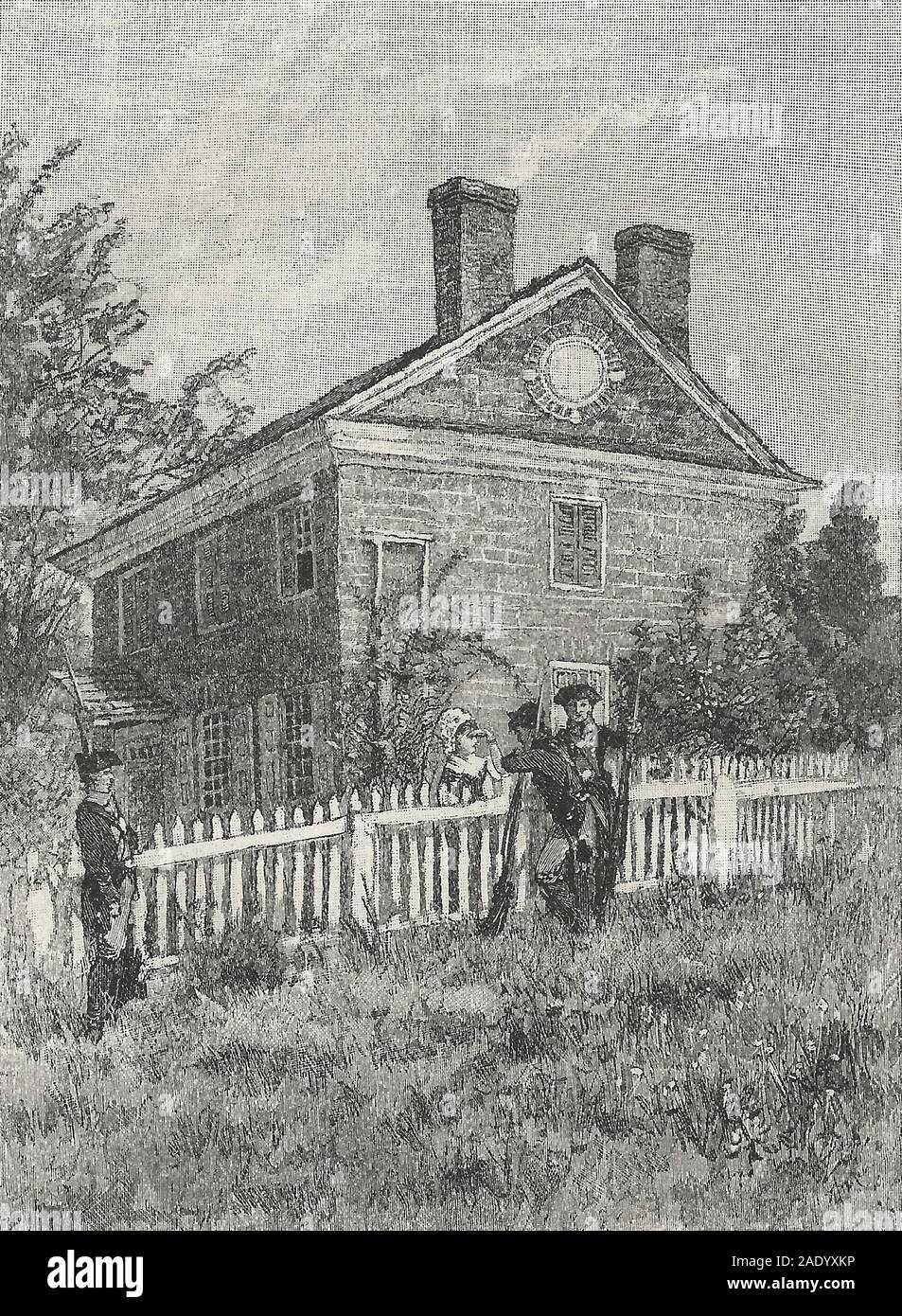 General George Washington's Headquarters in Valley Forge, circa 1880 Stock Photo