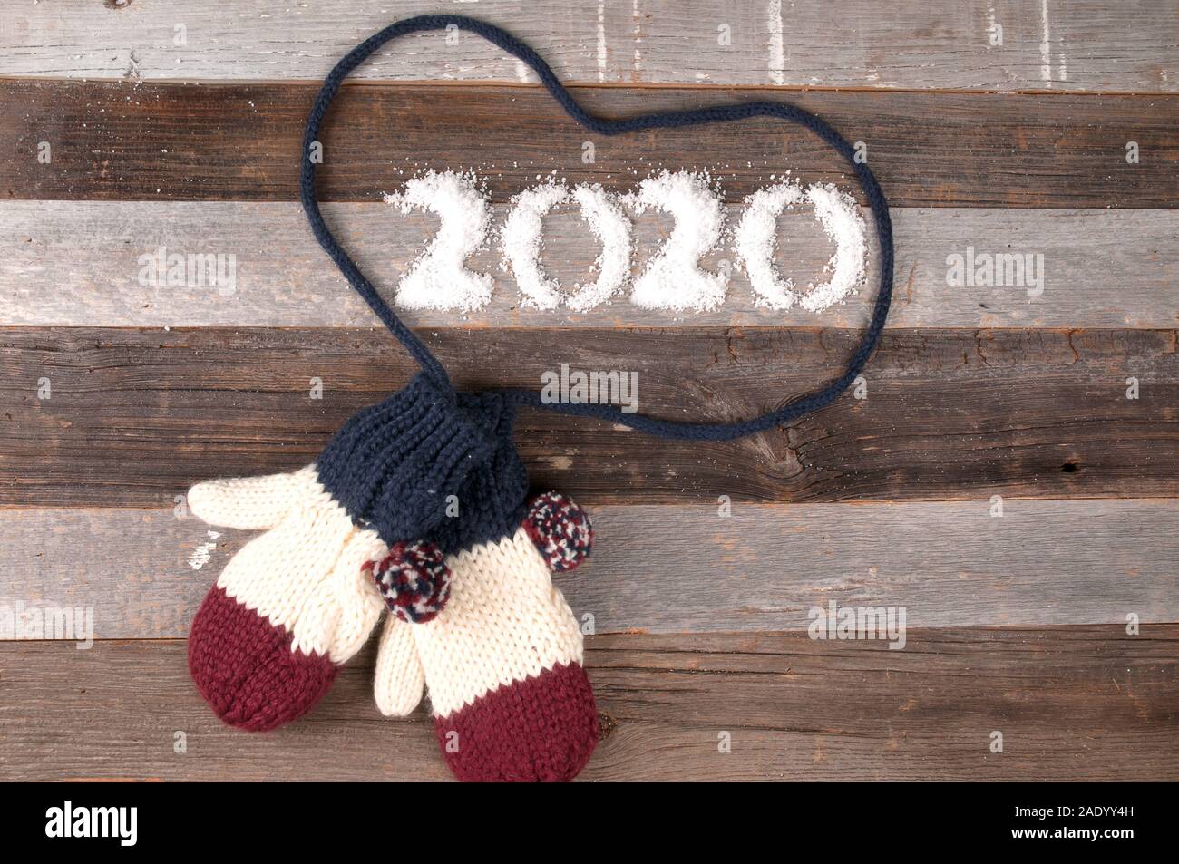 Happy New Year 2020 Christmas Mood Winter Warm Knitted Mittens