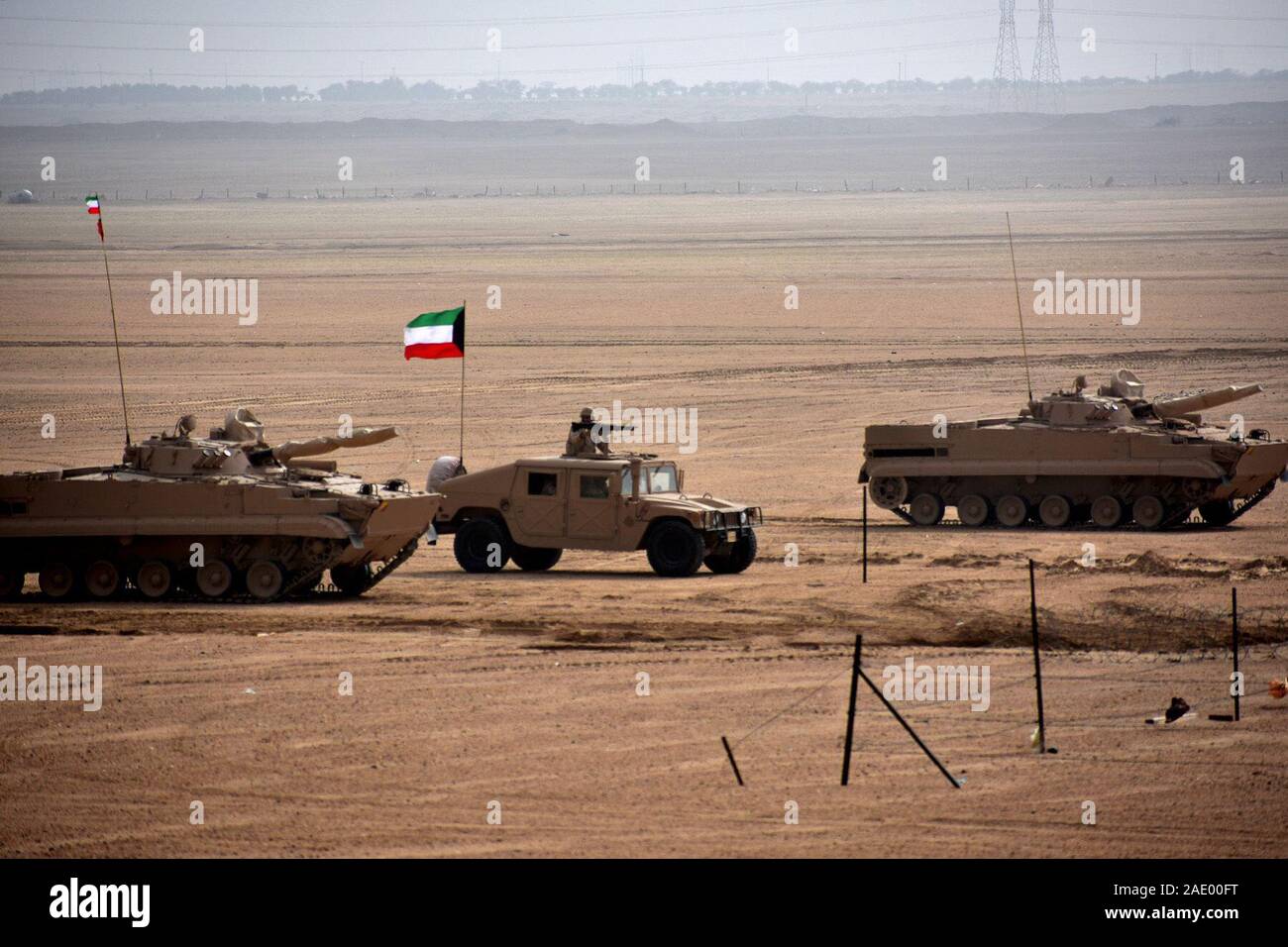 The Kuwait Armed Forces conduct field exercises as part of the Mubarak Al-Abdullah College for the Joint Command and Staff class on Dec. 3, 2019.  U.S. Soldiers from the 30th Armored Brigade Combat Team, North Carolina National Guard were invited to observe as training partners between the South Carolina National Guard's 4-118th Infantry Regiment, 30th Armored Brigade Combat Team and the Kuwait Army's 6th Liberation Mechanized Infantry Brigade. (U.S. Army National Guard photo by Lt. Col. Cindi King) Stock Photo