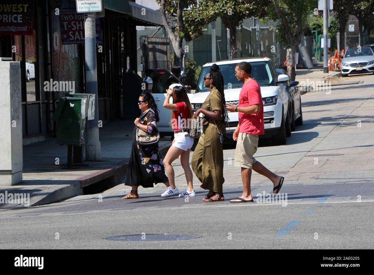 Pedestrians on Hollywood street, Los Angeles, California Stock Photo