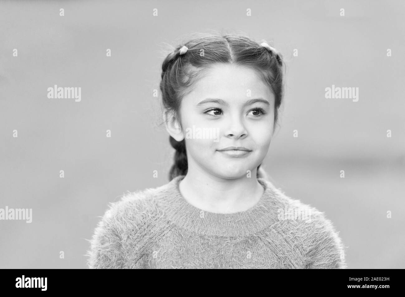 Fancy Look Braided Cutie Little Girl With Cute Braids Close Up
