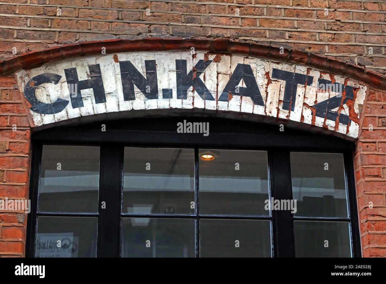 CH N.KATZ,across top of window,92 Brick Lane,Shoreditch,East End,London,England,UK, E1,Twine and String merchant Stock Photo