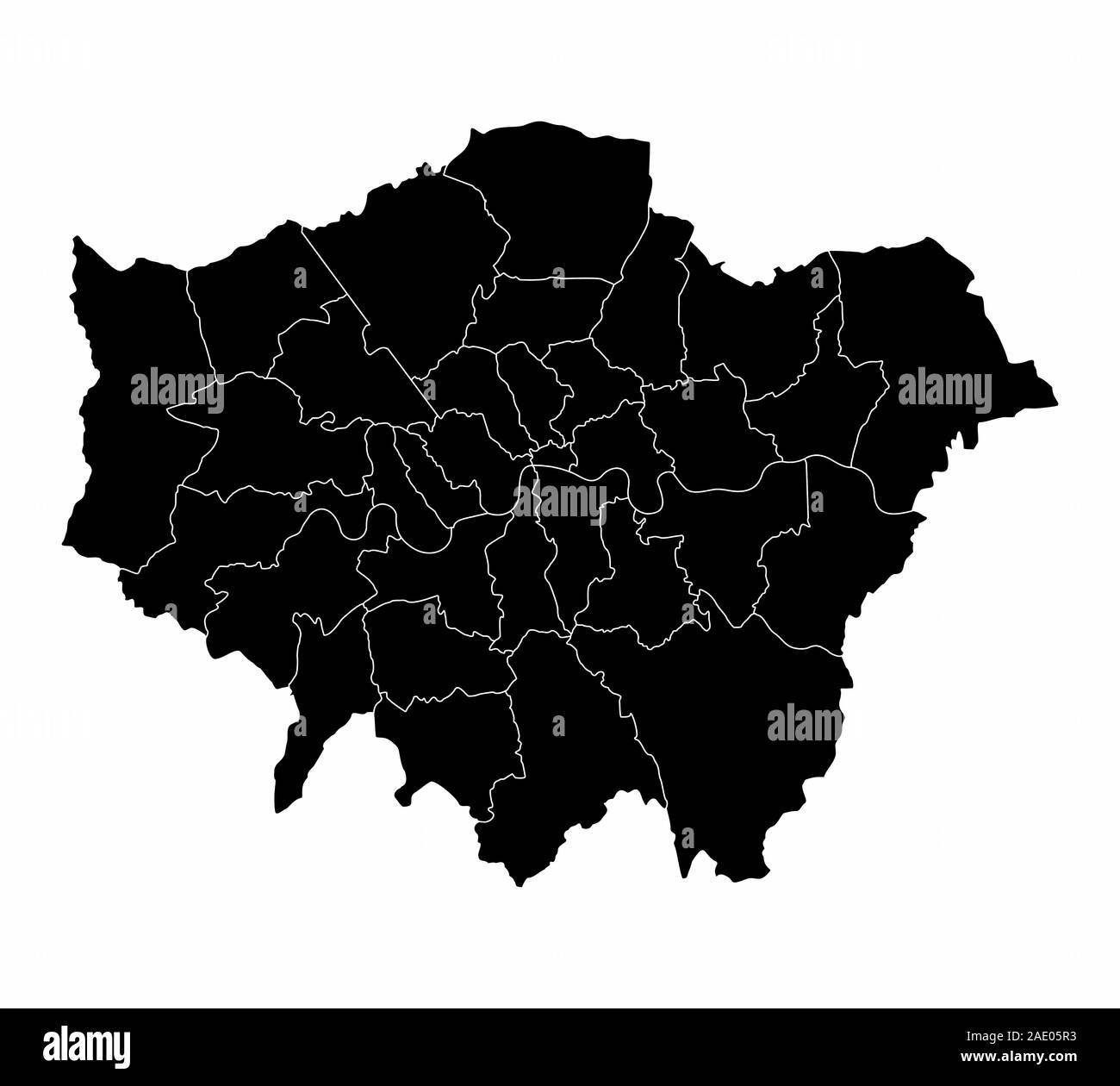 Greater London silhouette map Stock Vector
