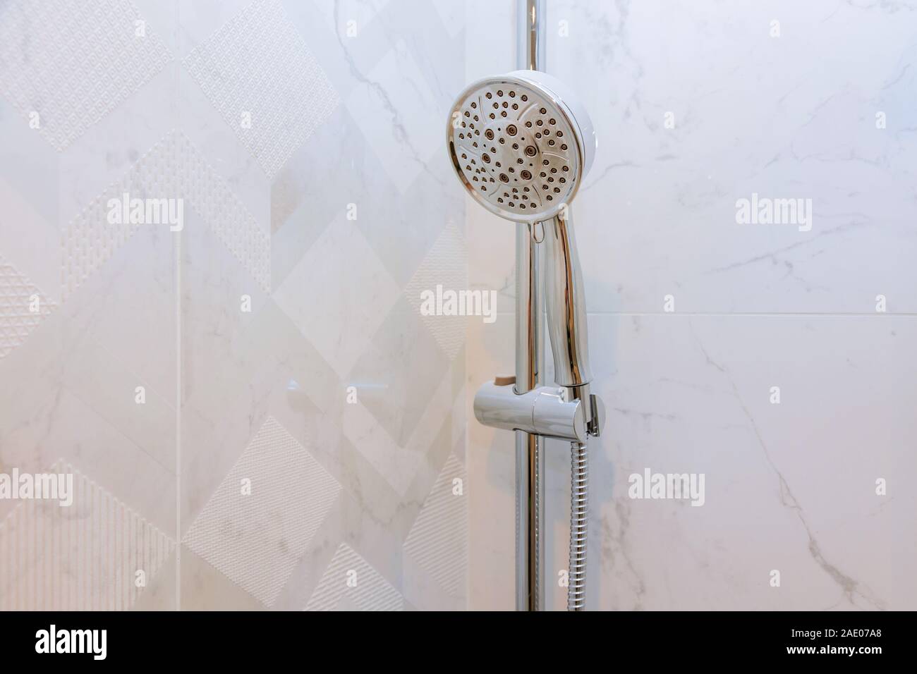 Detailed of a shower head with shower spray the water Stock Photo Alamy