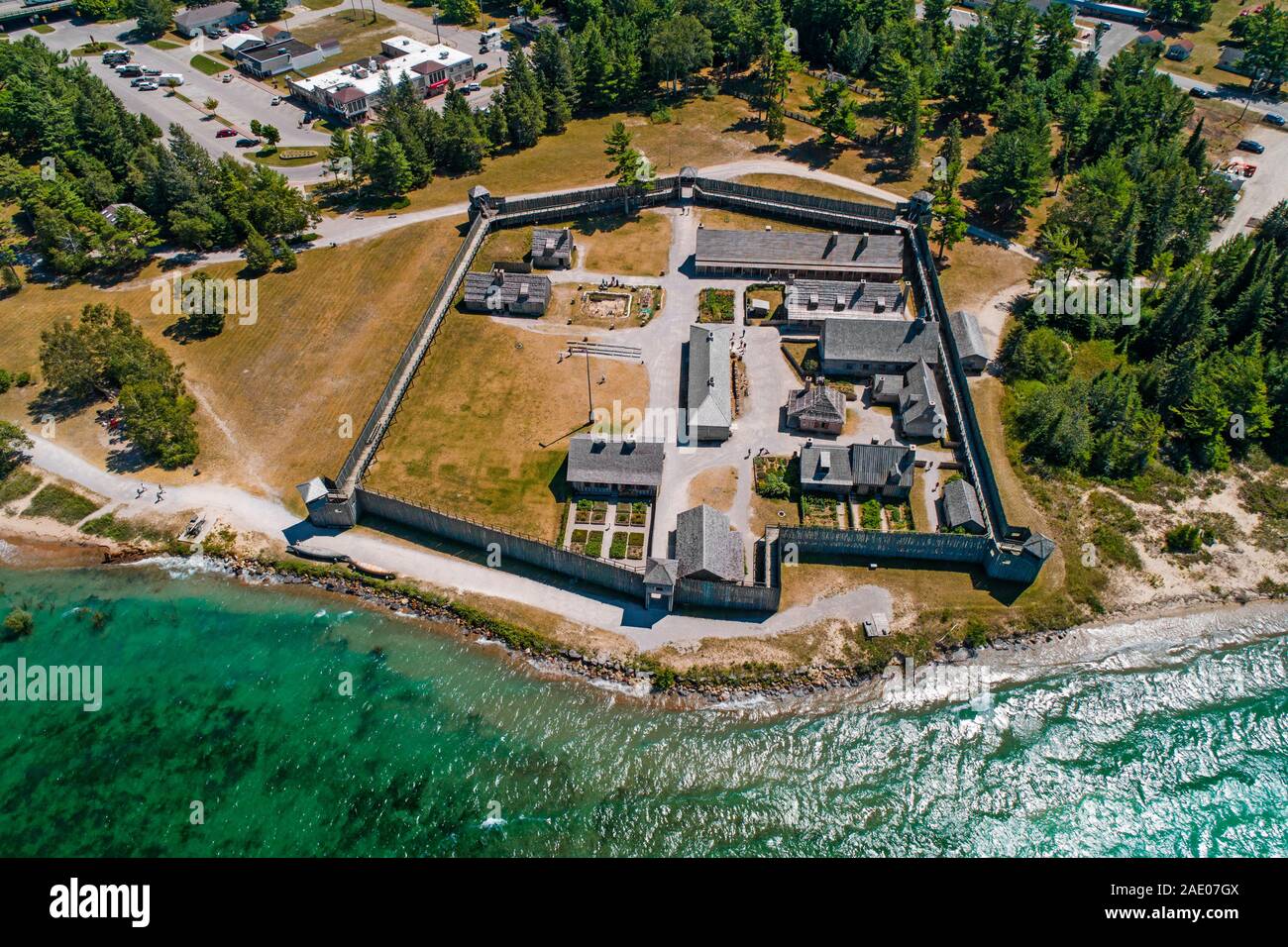 Fort Michilimackinac or Fort Mackinaw, Mackinac is located in Mackinaw City, Michigan Stock Photo