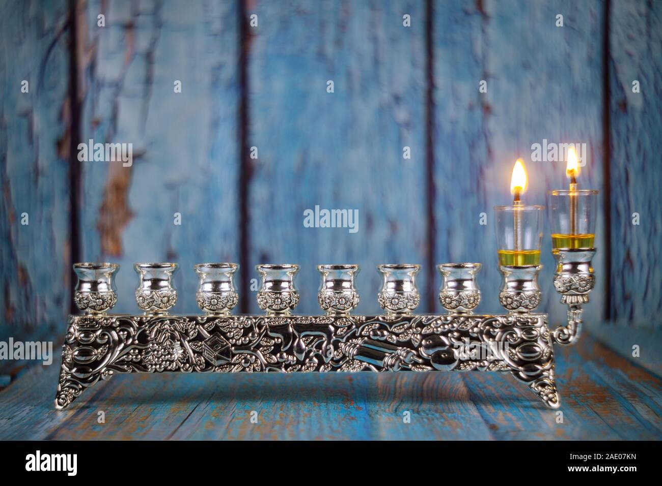 Hanukkah with menorah jewish holiday traditional candelabra with