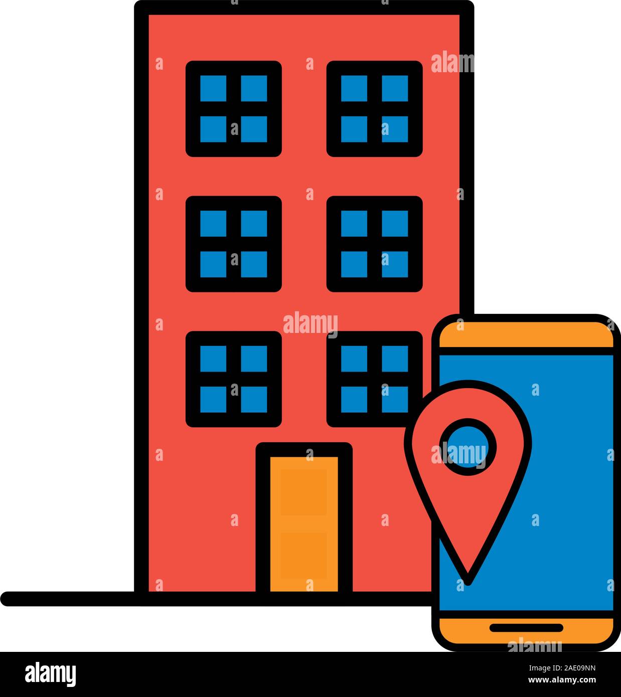 building front facade with smartphone Stock Vector Image & Art - Alamy
