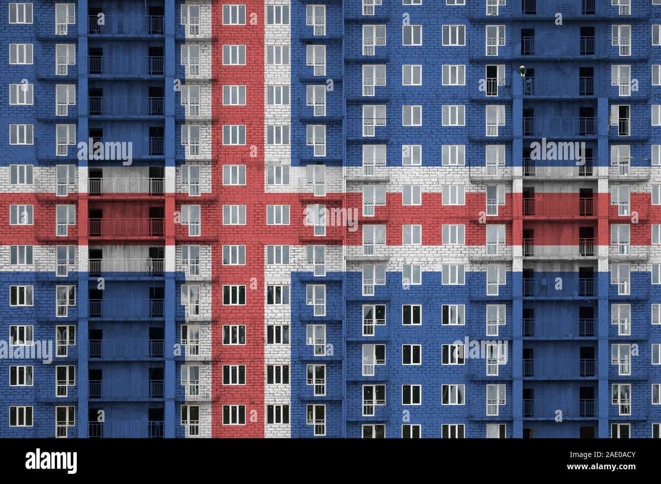 Iceland Flag Depicted In Paint Colors On Multi Storey Residental
