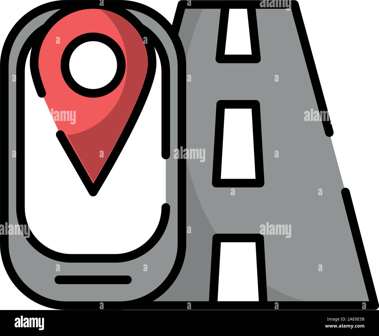 smartphone with pin location gps with road Stock Vector Image & Art - Alamy
