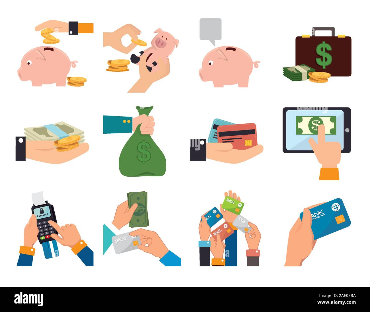 bundle of hands with business set icons Stock Vector Image & Art - Alamy