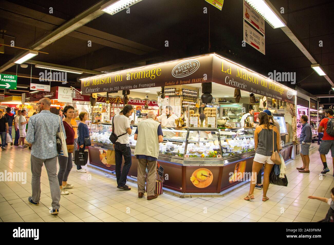 Les Halles, the covered market in Avignon offers a wide range of produce from the Provence region of France Stock Photo