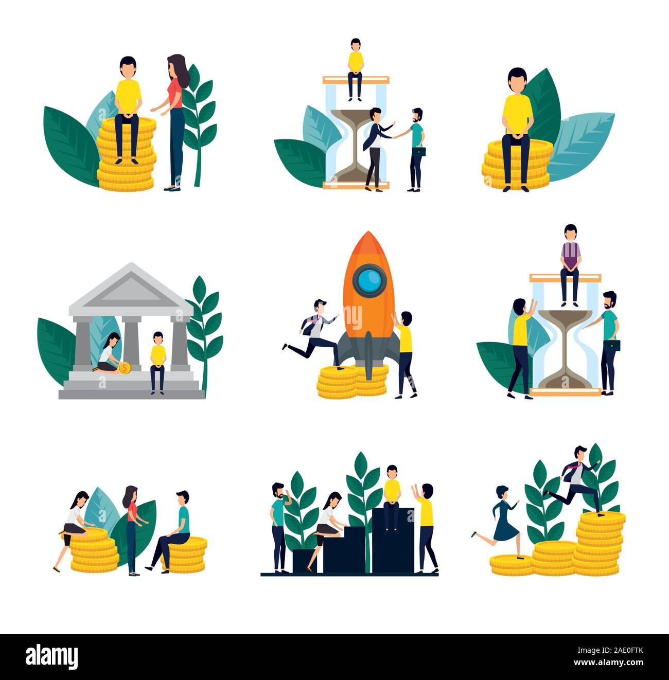 bundle of business people with set icons Stock Vector Image & Art - Alamy