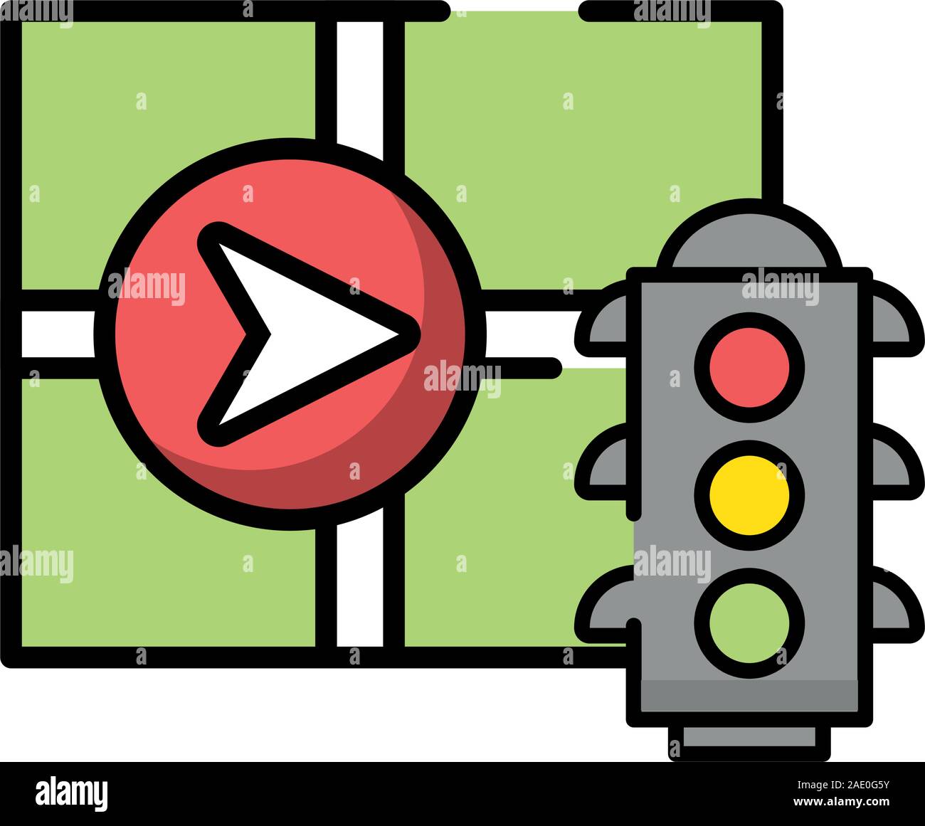 paper map guide with semaphore Stock Vector Image & Art - Alamy