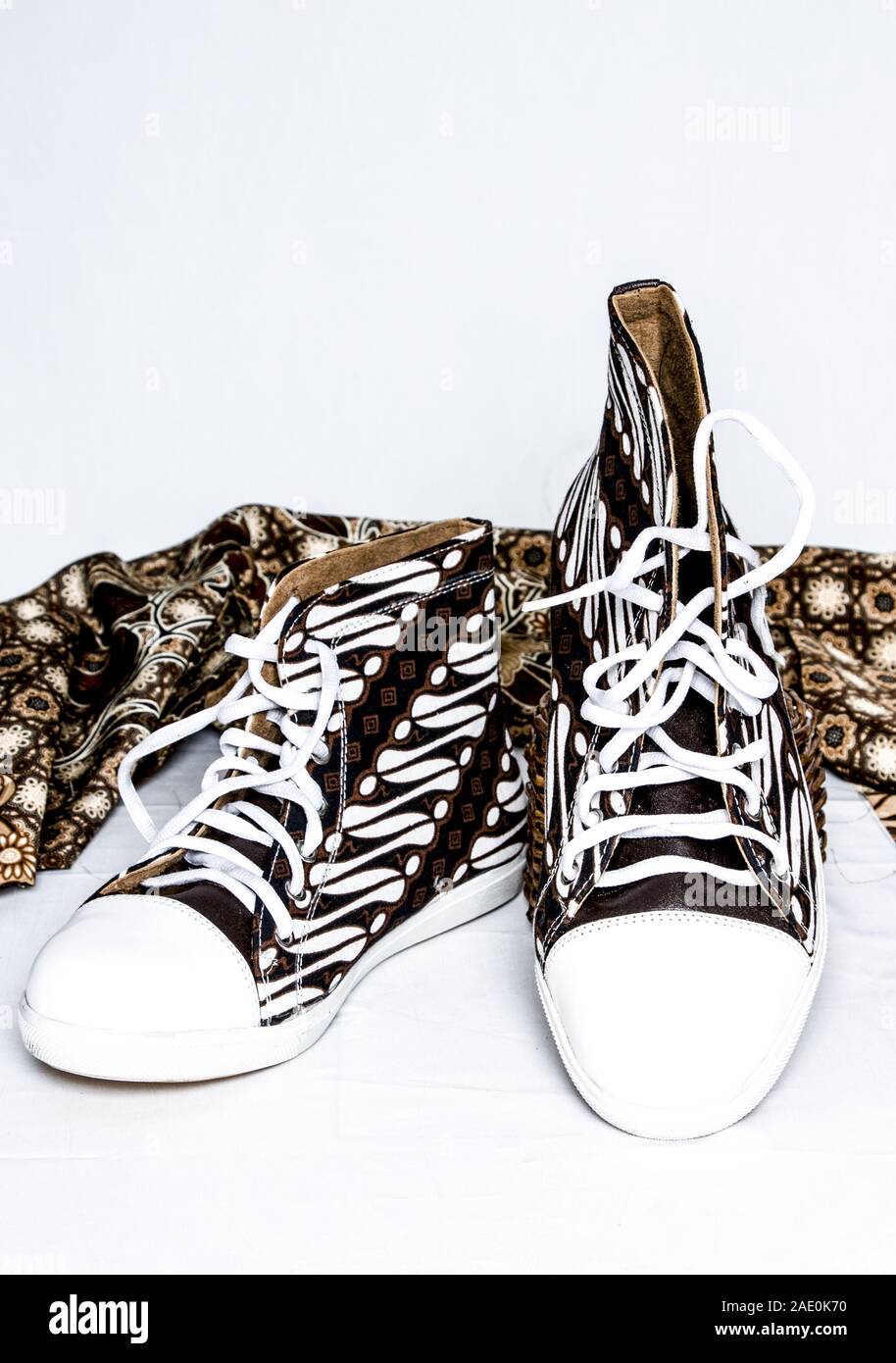 pair of shoes batik design fashion style Stock Photo
