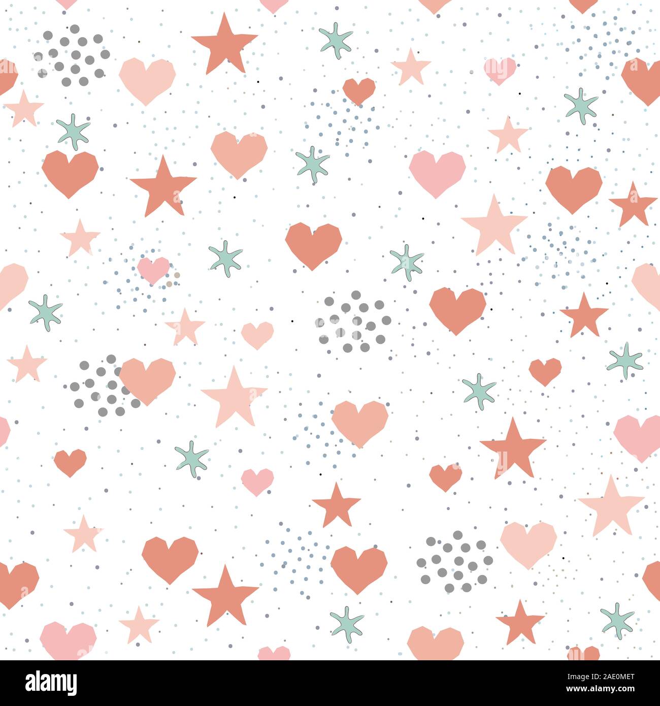 Seamless Pattern with Cute Hearts on cute background. Scandinavian ...