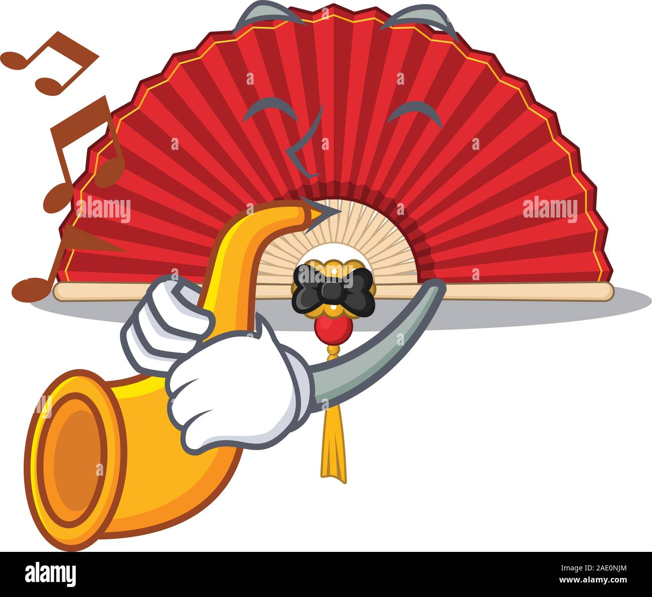 Supper cool chinese folding fan cartoon character performance with trumpet  Stock Vector Image & Art - Alamy