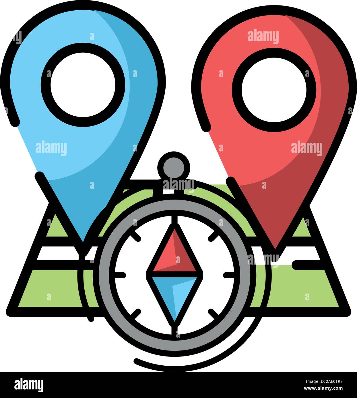 paper map guide with pins location icon Stock Vector Image & Art - Alamy