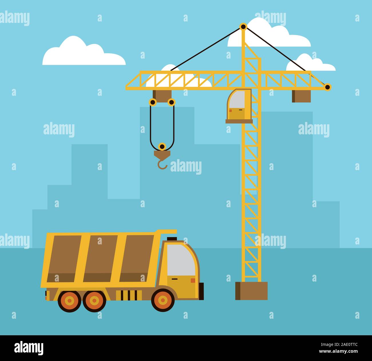 under construction scene with dump truck Stock Vector Image & Art - Alamy
