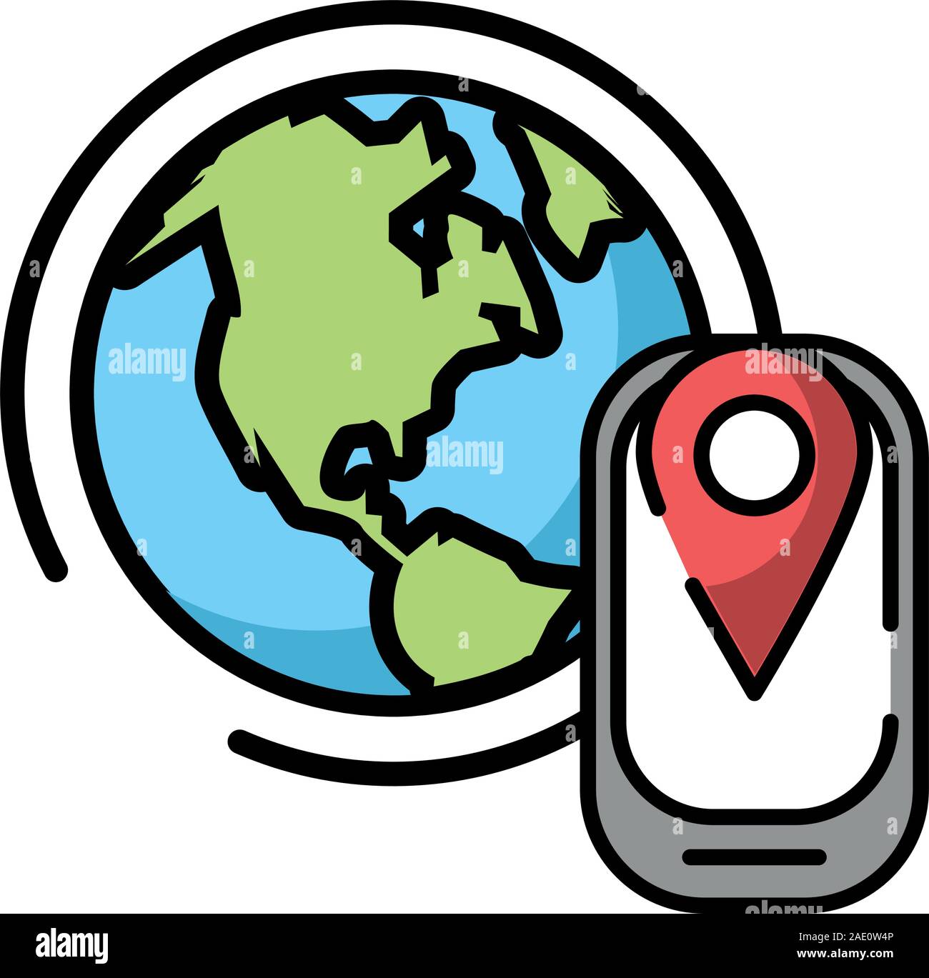 smartphone with pin location gps and planet earth Stock Vector Image ...