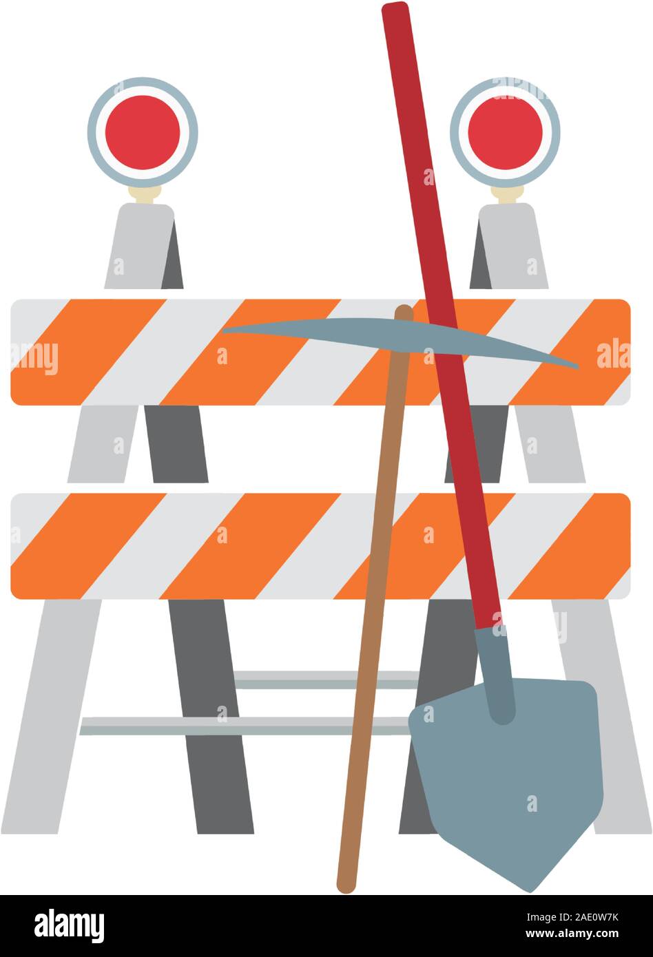 safety barrier with pickaxe and shovel icon Stock Vector Image & Art