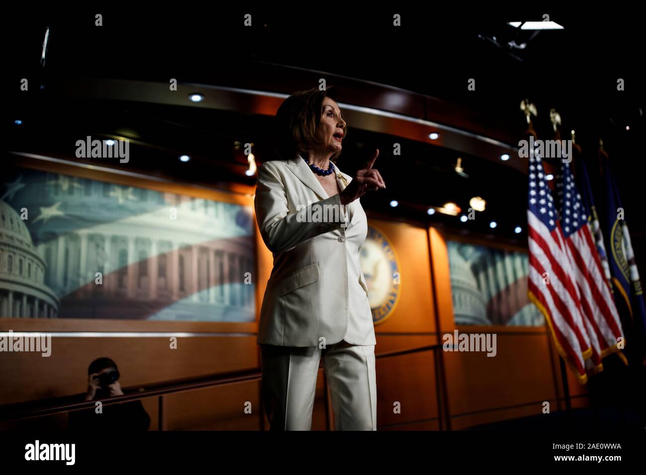 Beijing, China. 5th Dec, 2019. U.S. House Speaker Nancy Pelosi speaks during a press conference on Capitol Hill in Washington, DC Dec. 5, 2019. Credit: Ting Shen/Xinhua/Alamy Live News Stock Photo