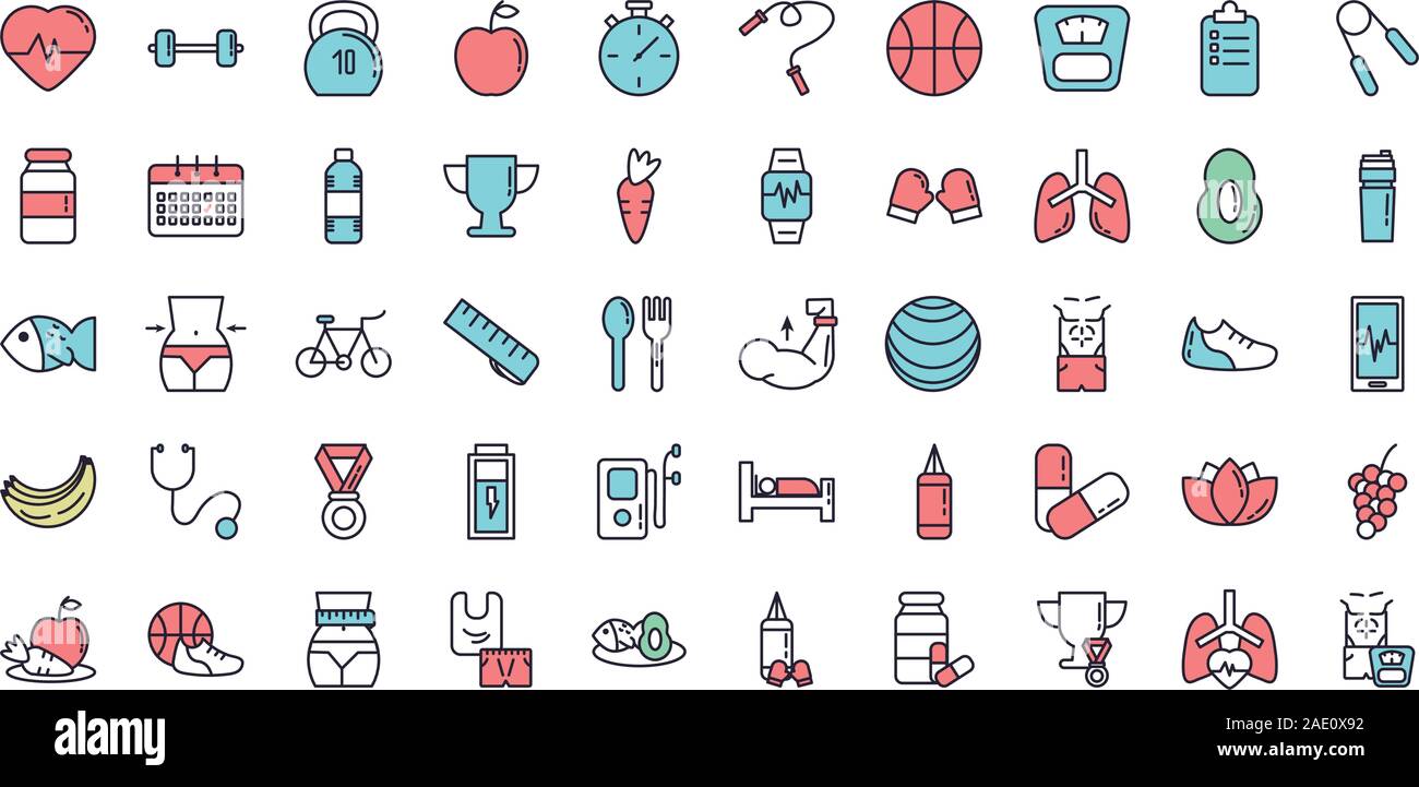 bundle of healthy lifestyle icons Stock Vector Image & Art - Alamy