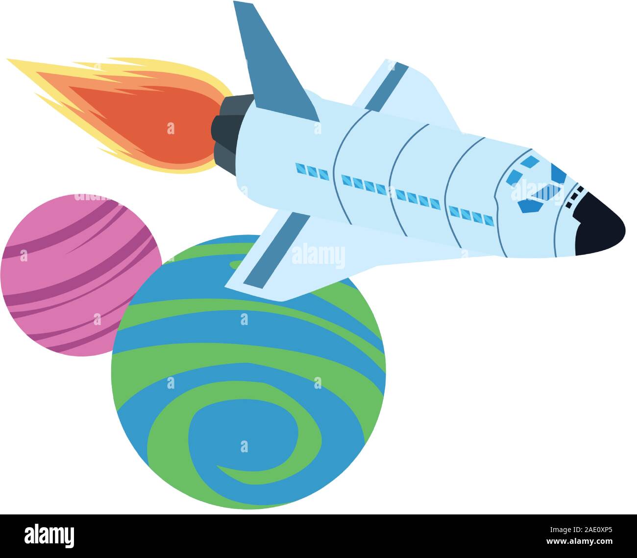 spaceship flying around the space planets icon Stock Vector Image & Art ...